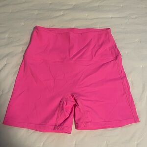Pink High-Waisted Bike Shorts with Stretchy Fit